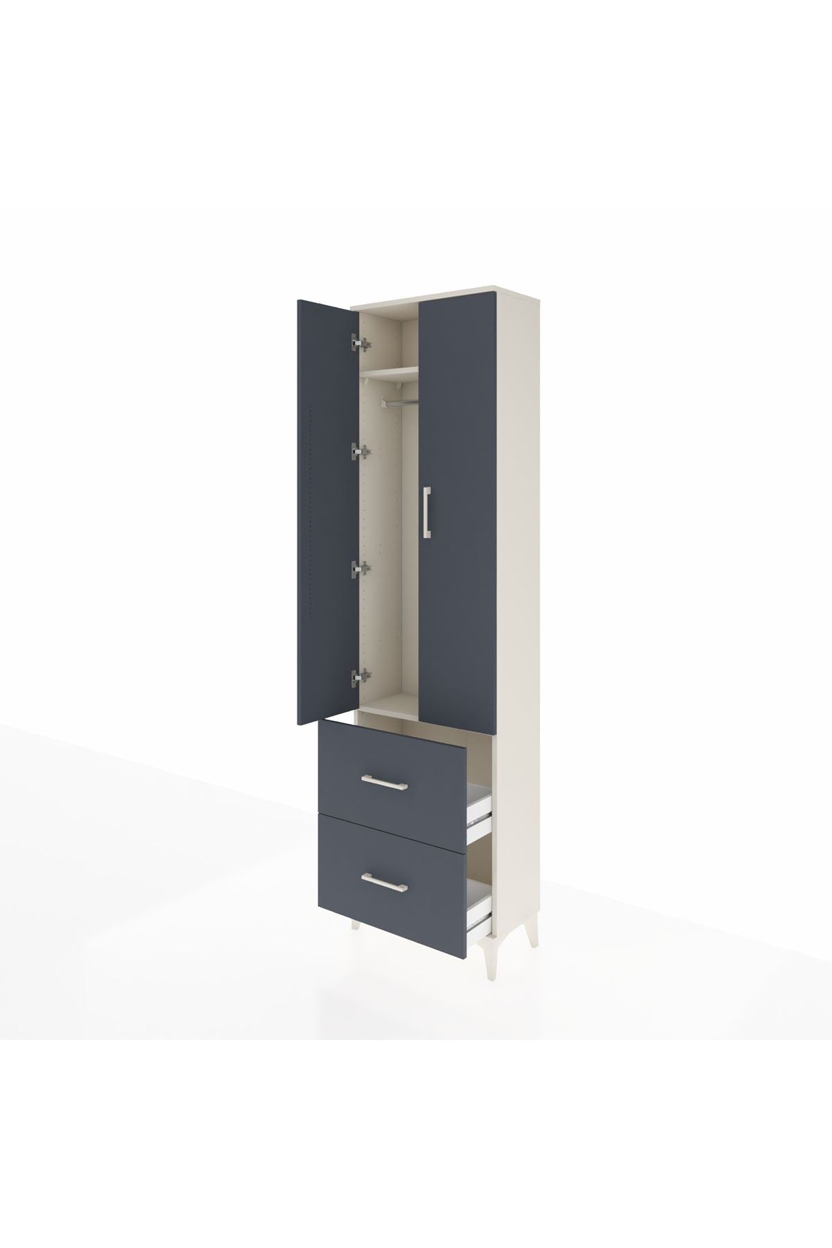 Arges Dolap 2 Raflı 2 Çekmeceli Tek Askılı 60x30x221 Aytaşı-Antrasit