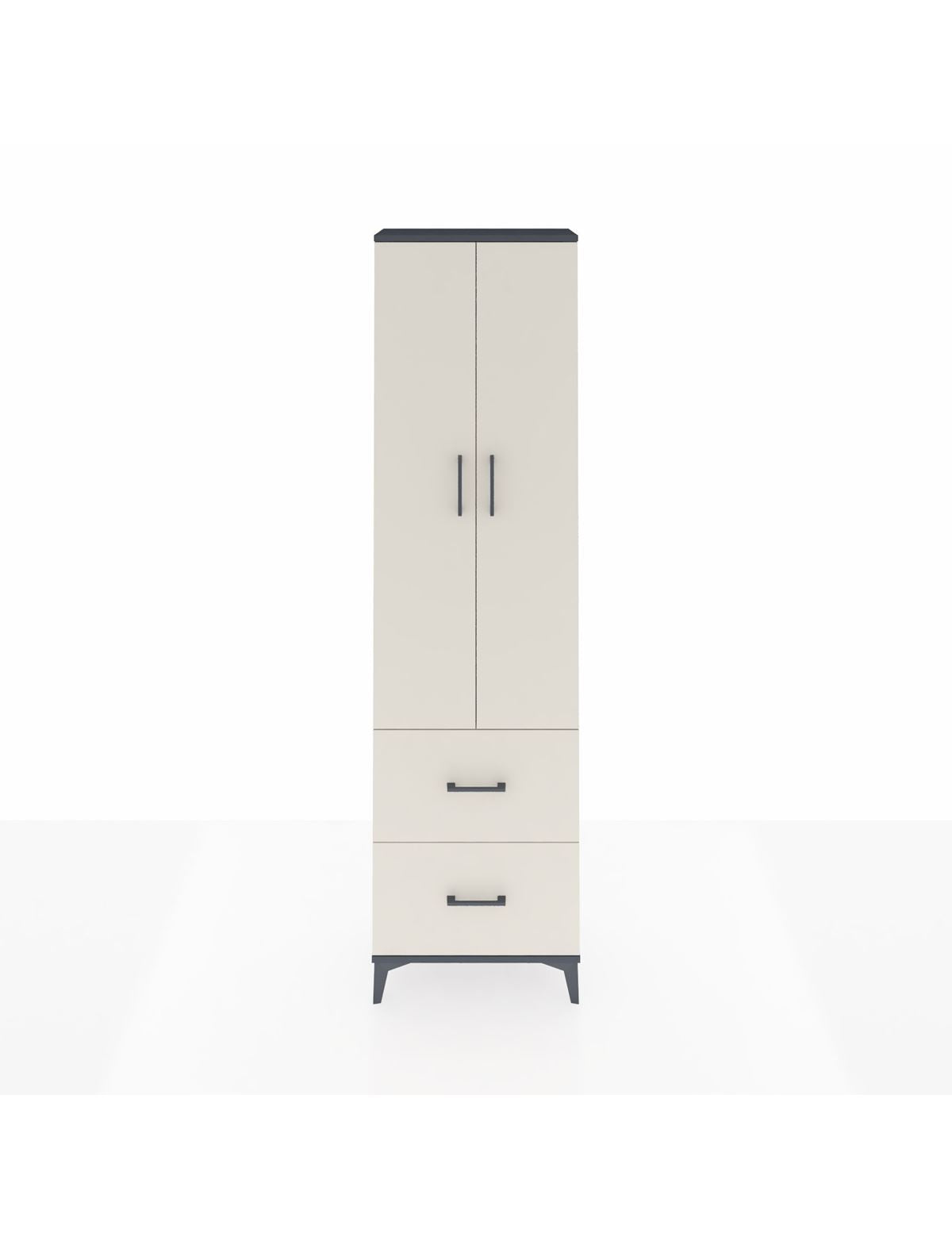 Arges Dolap 2 Raflı 2 Çekmeceli Tek Askılı 60x30x221 Antrasit-Aytaşı