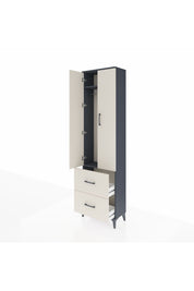 Arges Dolap 2 Raflı 2 Çekmeceli Tek Askılı 60x30x221 Antrasit-Aytaşı