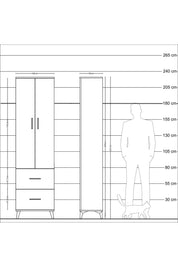 Arges Dolap 2 Raflı 2 Çekmeceli Tek Askılı 60x30x221 Antrasit-Aytaşı