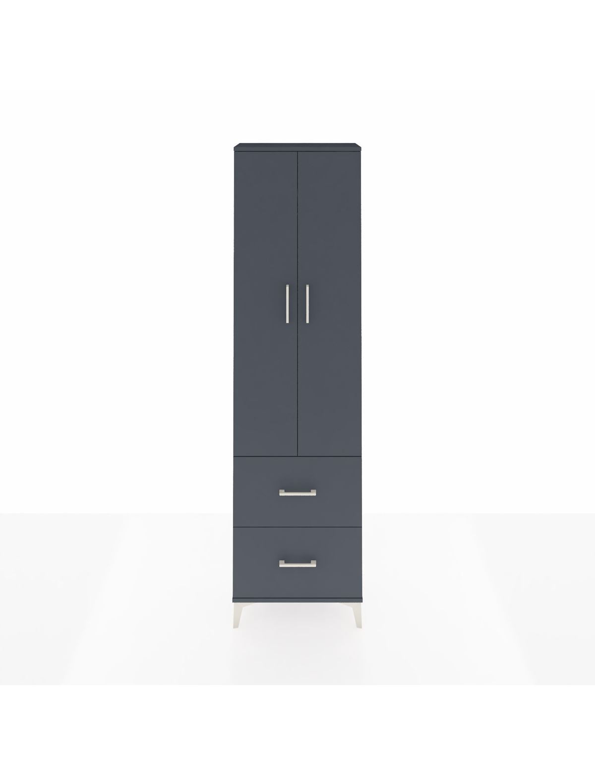 Arges Dolap 2 Raflı 2 Çekmeceli Tek Askılı 60x30x221 Antrasit-Antrasit