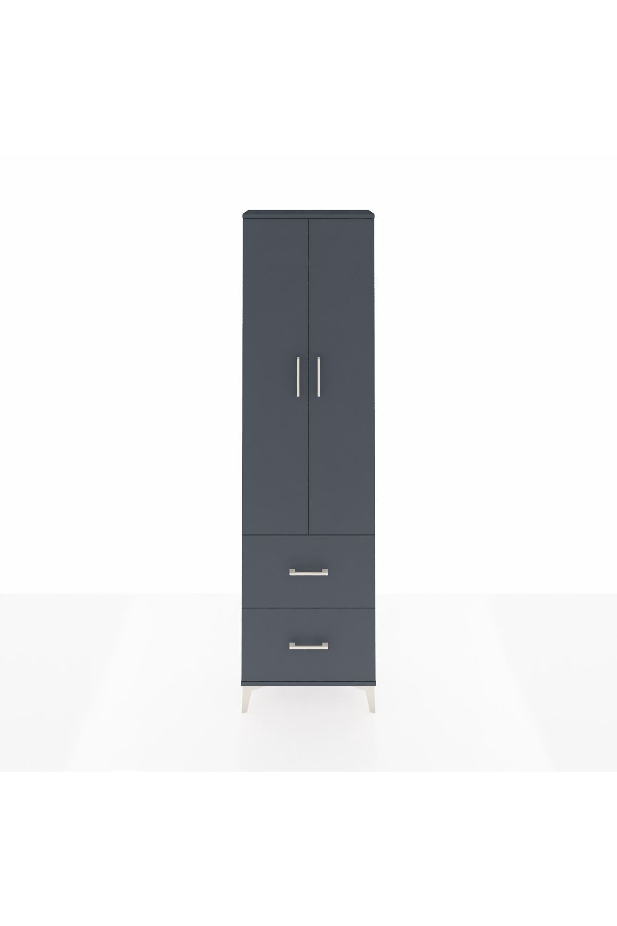 Arges Dolap 2 Raflı 2 Çekmeceli Tek Askılı 60x30x221 Antrasit-Antrasit