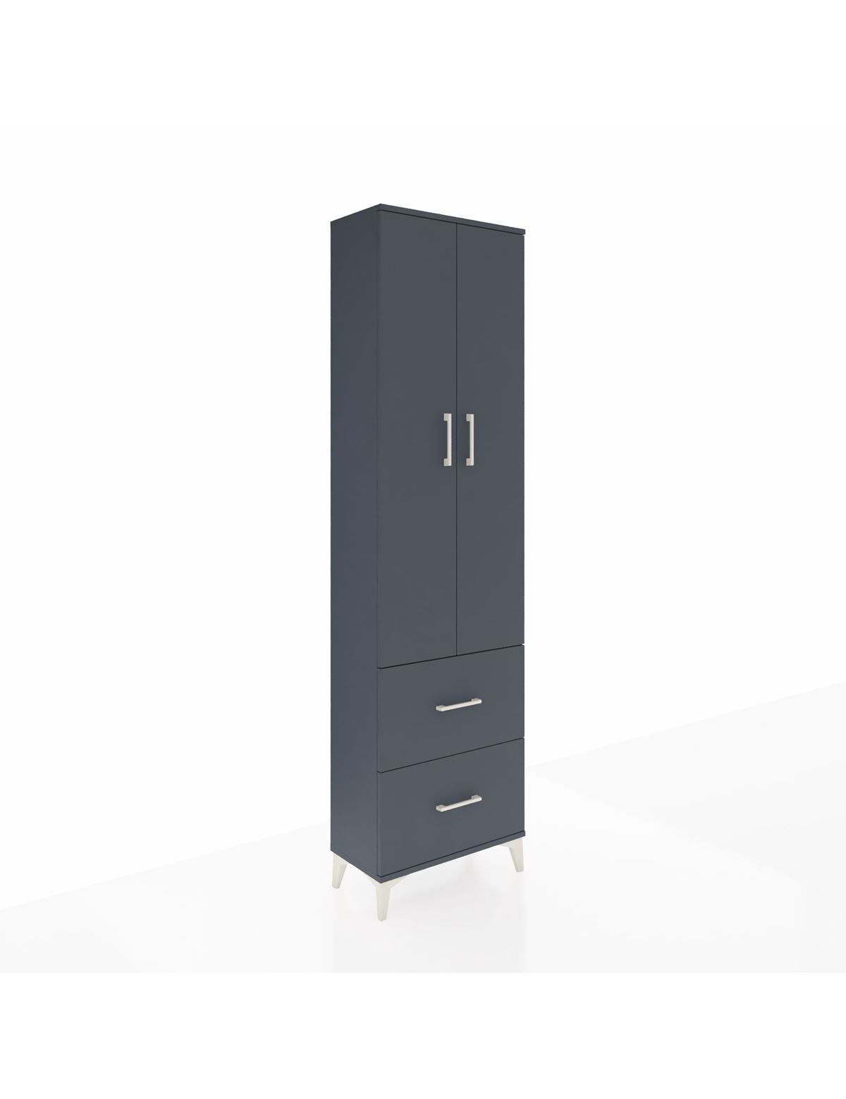 Arges Dolap 2 Raflı 2 Çekmeceli Tek Askılı 60x30x221 Antrasit-Antrasit