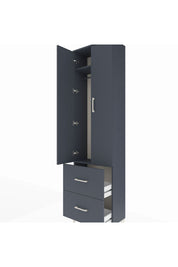 Arges Dolap 2 Raflı 2 Çekmeceli Tek Askılı 60x30x221 Antrasit-Antrasit