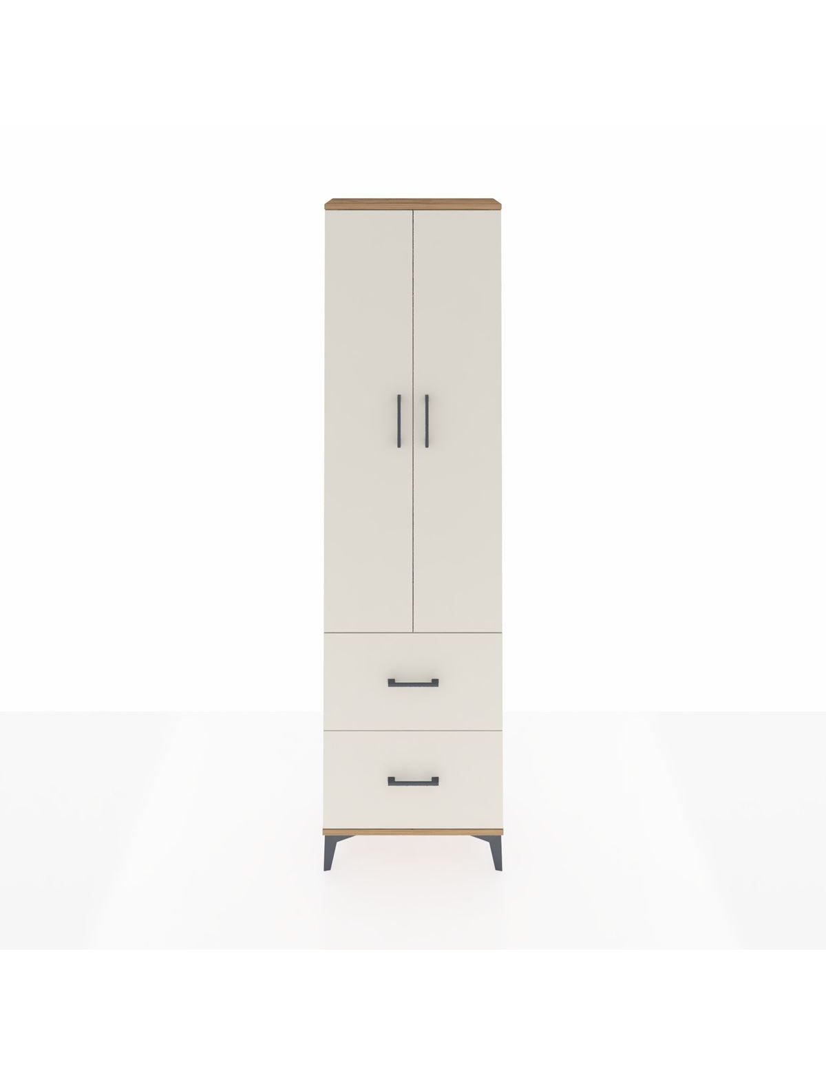 Arges Dolap 2 Raflı 2 Çekmeceli Tek Askılı 60x30x221 Çam-Aytaşı