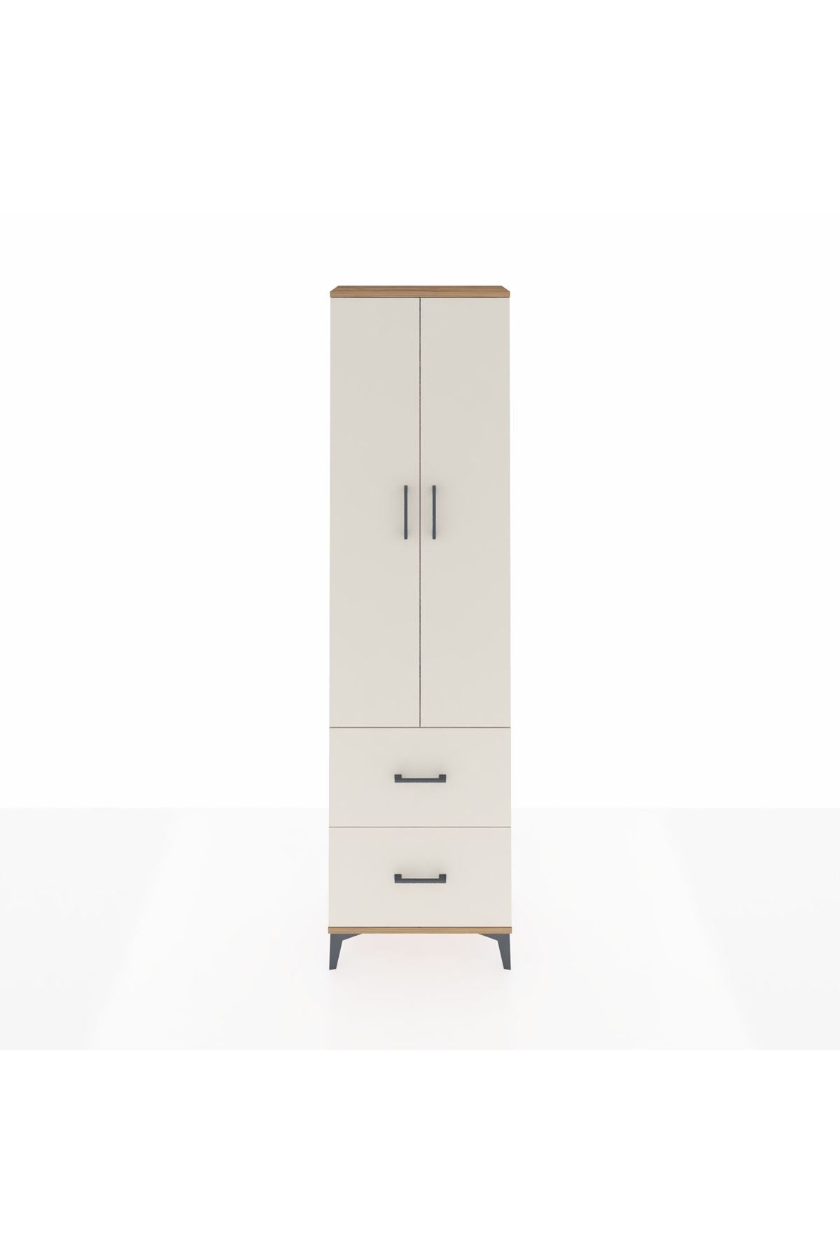 Arges Dolap 2 Raflı 2 Çekmeceli Tek Askılı 60x30x221 Çam-Aytaşı