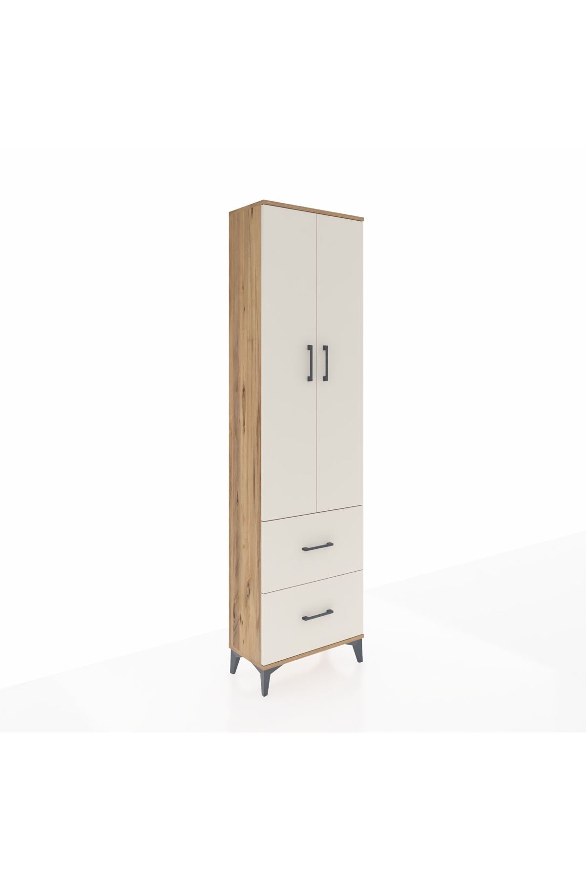 Arges Dolap 2 Raflı 2 Çekmeceli Tek Askılı 60x30x221 Çam-Aytaşı