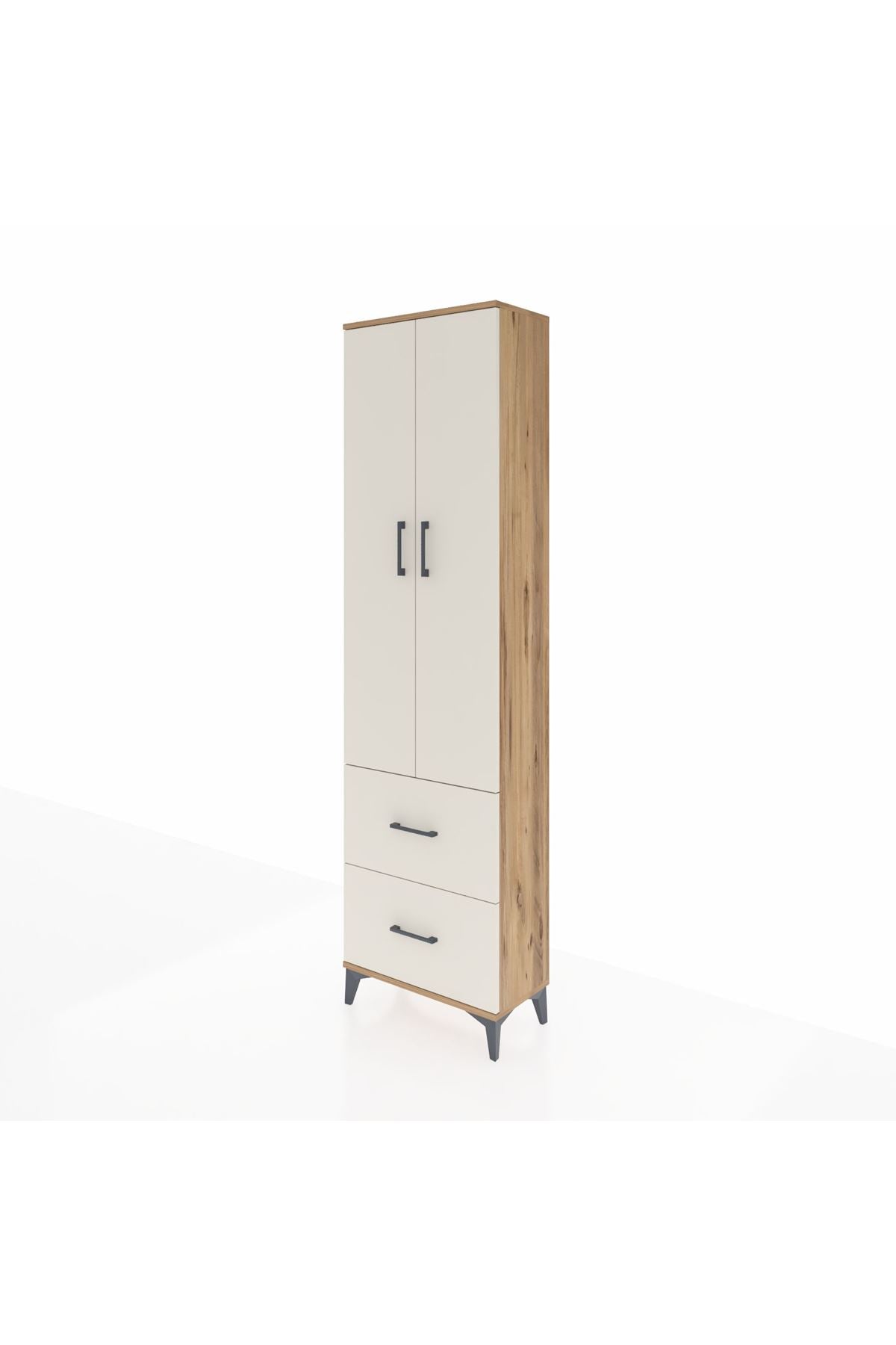 Arges Dolap 2 Raflı 2 Çekmeceli Tek Askılı 60x30x221 Çam-Aytaşı