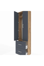 Arges Dolap 2 Raflı 2 Çekmeceli Tek Askılı 60x30x221 Çam-Antrasit