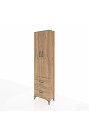 Arges Dolap 2 Raflı 2 Çekmeceli Tek Askılı 60x30x221 Çam-Çam