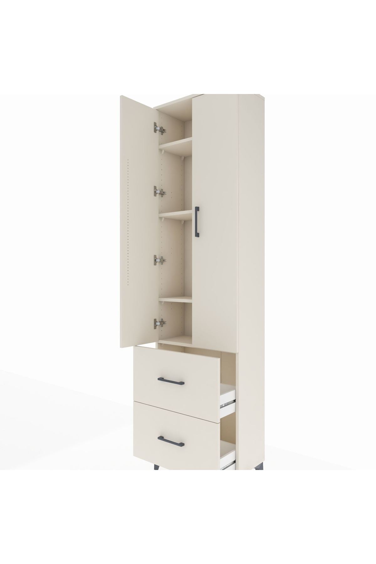 Arges Dolap 4 Raflı 2 Çekmeceli 2 Kapaklı 60x30x221 Aytaşı-Aytaşı