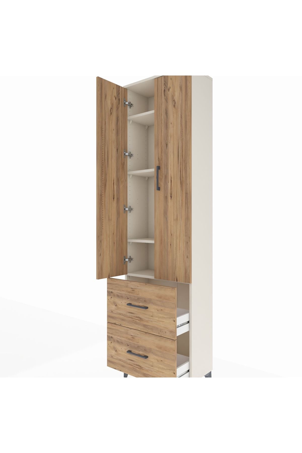 Arges Dolap 4 Raflı 2 Çekmeceli 2 Kapaklı 60x30x221 Aytaşı-Çam