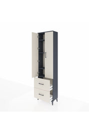 Arges Dolap 4 Raflı 2 Çekmeceli 2 Kapaklı 60x30x221 Antrasit-Aytaşı