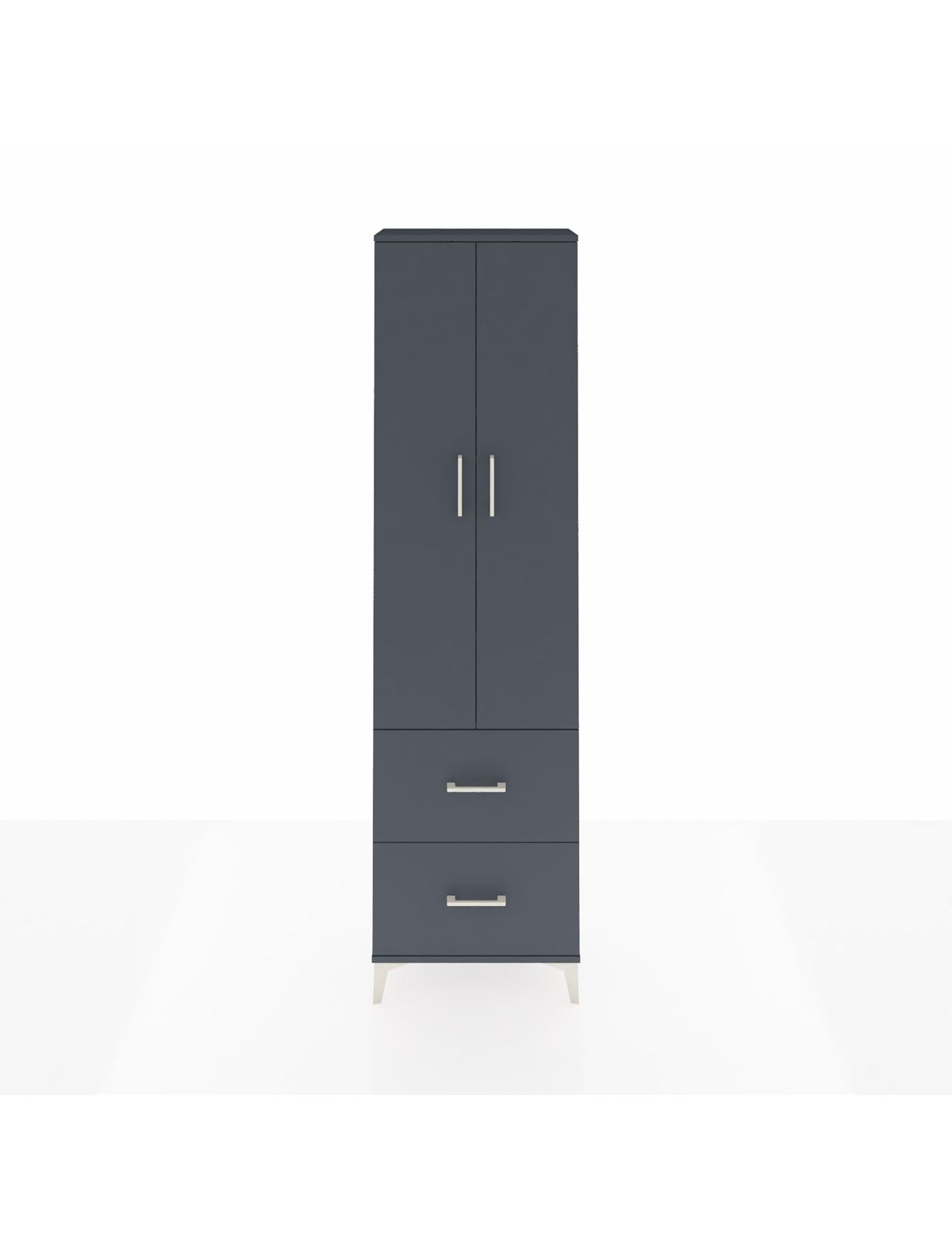 Arges Dolap 4 Raflı 2 Çekmeceli 2 Kapaklı 60x30x221 Antrasit-Antrasit