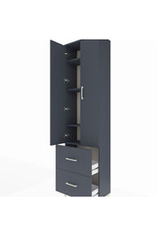 Arges Dolap 4 Raflı 2 Çekmeceli 2 Kapaklı 60x30x221 Antrasit-Antrasit