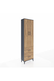 Arges Dolap 4 Raflı 2 Çekmeceli 2 Kapaklı 60x30x221 Antrasit-Çam