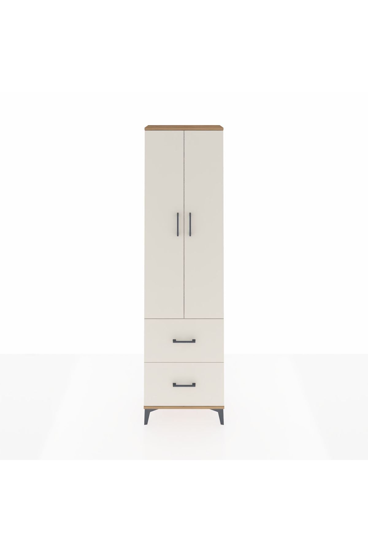 Arges Dolap 4 Raflı 2 Çekmeceli 2 Kapaklı 60x30x221 Çam-Aytaşı