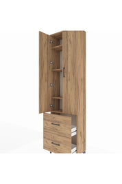 Arges Dolap 4 Raflı 2 Çekmeceli 2 Kapaklı 60x30x221 Çam-Çam