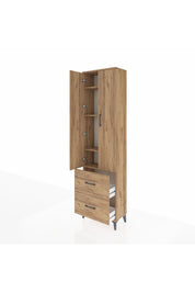 Arges Dolap 4 Raflı 2 Çekmeceli 2 Kapaklı 60x30x221 Çam-Çam