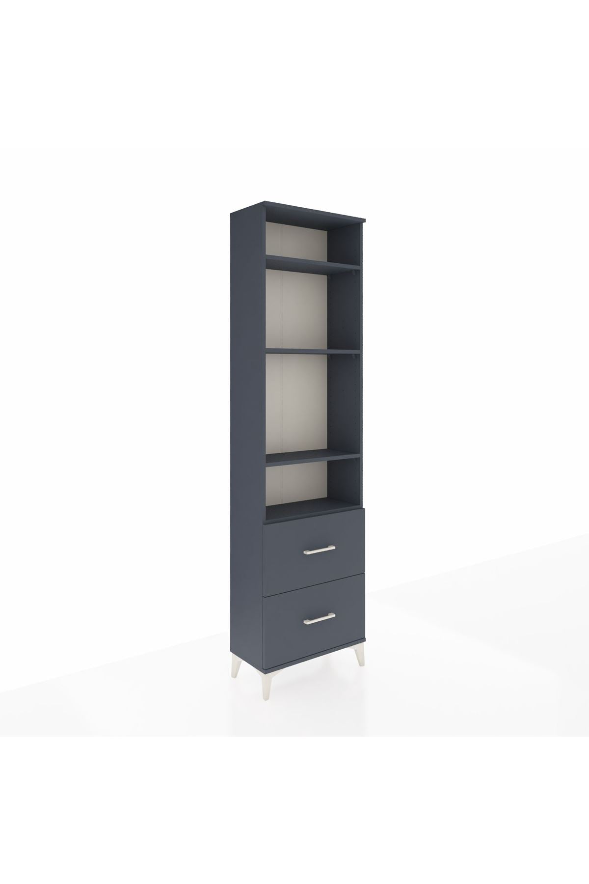 Arges Dolap 4 Raflı 2 Çekmeceli 60x30x221 Antrasit-Antrasit