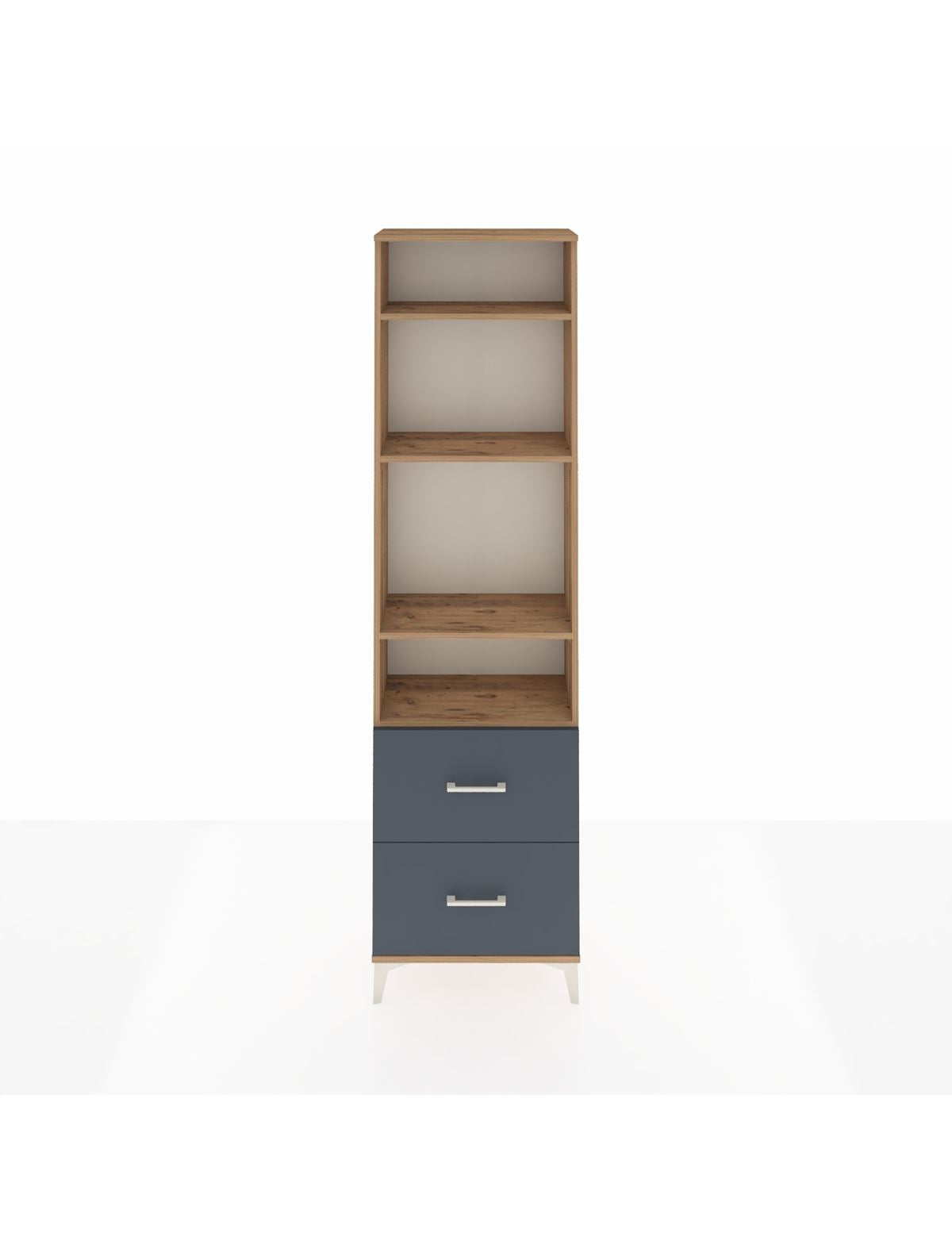 Arges Dolap 4 Raflı 2 Çekmeceli 60x30x221 Çam-Antrasit