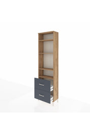 Arges Dolap 4 Raflı 2 Çekmeceli 60x30x221 Çam-Antrasit