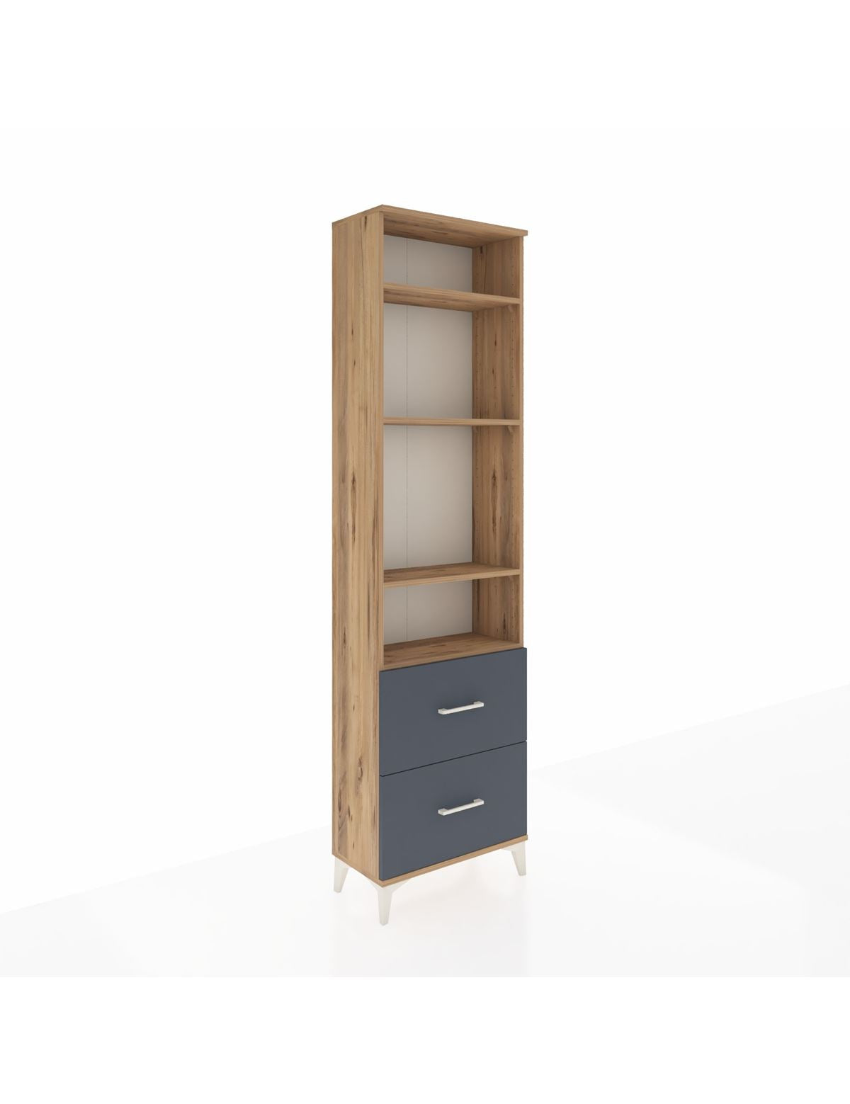 Arges Dolap 4 Raflı 2 Çekmeceli 60x30x221 Çam-Antrasit