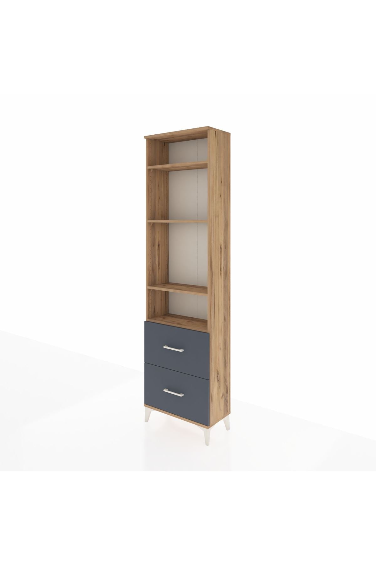 Arges Dolap 4 Raflı 2 Çekmeceli 60x30x221 Çam-Antrasit