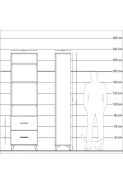 Arges Dolap 4 Raflı 2 Çekmeceli 60x30x221 Çam-Çam