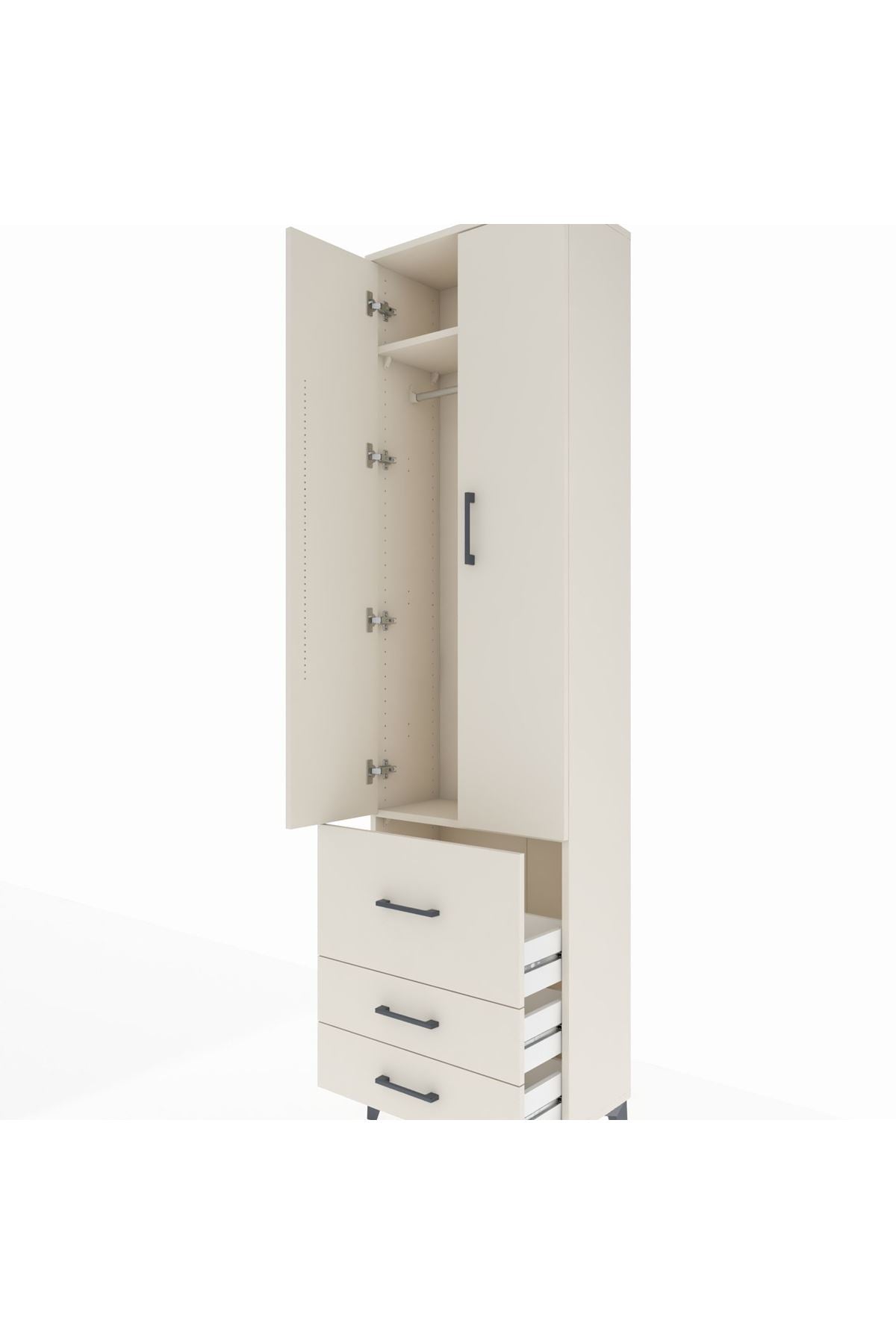 Arges Dolap 2 Raflı 3 Çekmeceli Tek Askılı 60x30x221 Aytaşı-Aytaşı