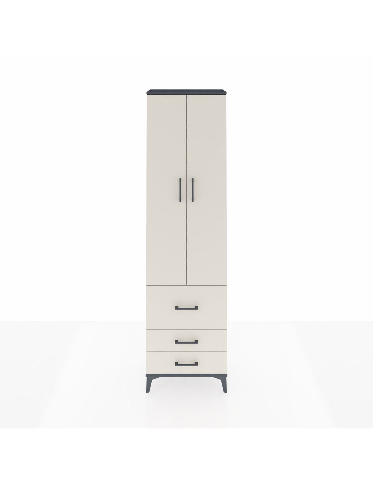 Arges Dolap 2 Raflı 3 Çekmeceli Tek Askılı 60x30x221 Antrasit-Aytaşı