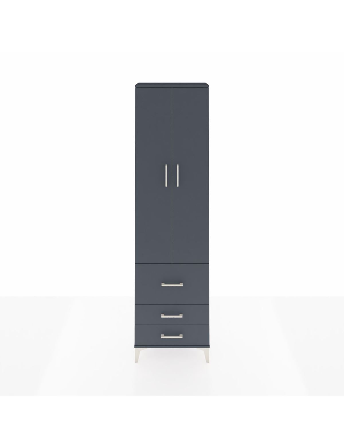 Arges Dolap 2 Raflı 3 Çekmeceli Tek Askılı 60x30x221 Antrasit-Antrasit