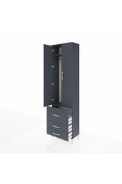 Arges Dolap 2 Raflı 3 Çekmeceli Tek Askılı 60x30x221 Antrasit-Antrasit