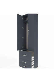 Arges Dolap 2 Raflı 3 Çekmeceli Tek Askılı 60x30x221 Antrasit-Antrasit