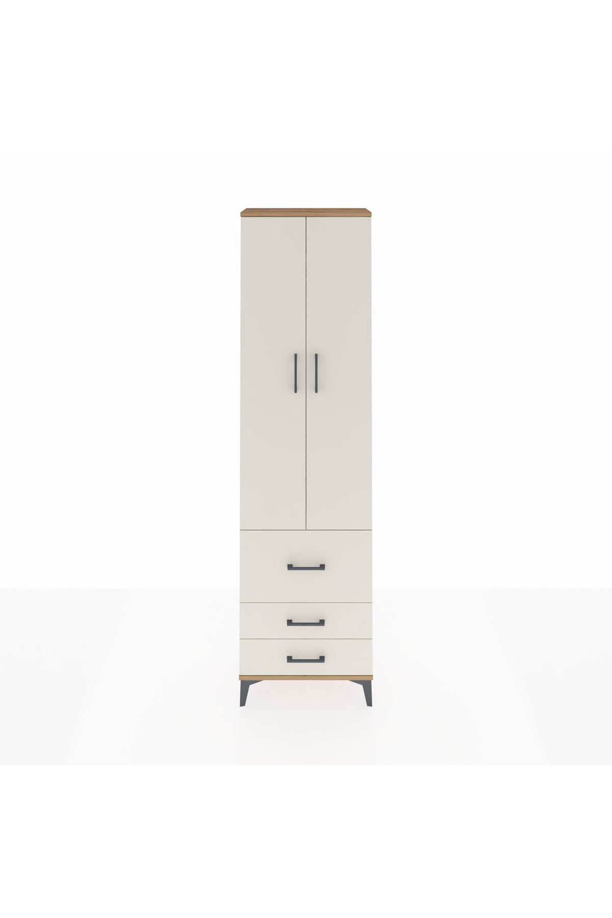 Arges Dolap 2 Raflı 3 Çekmeceli Tek Askılı 60x30x221 Çam-Aytaşı