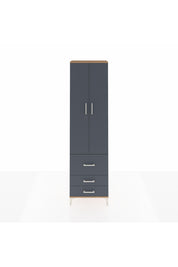 Arges Dolap 2 Raflı 3 Çekmeceli Tek Askılı 60x30x221 Çam-Antrasit