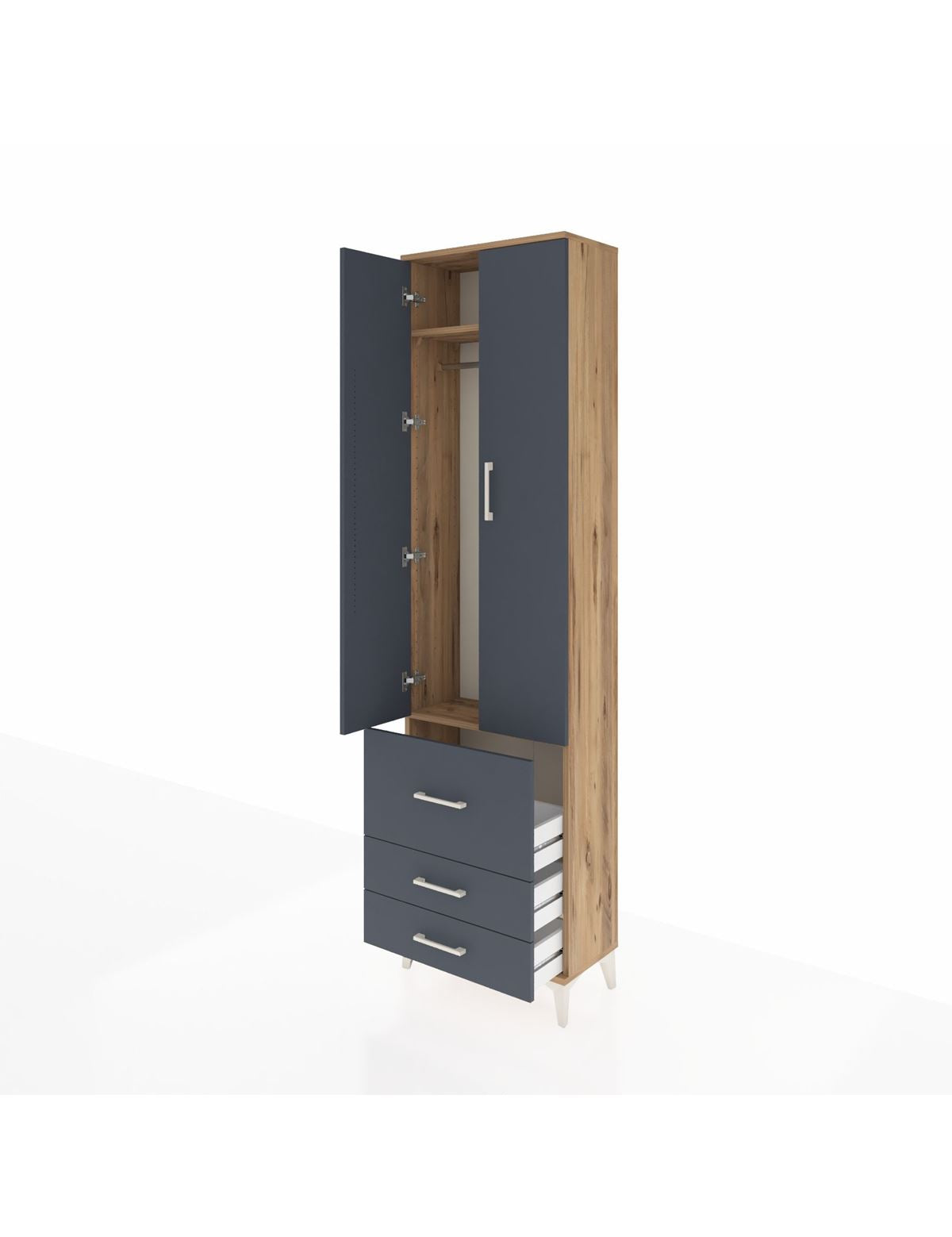Arges Dolap 2 Raflı 3 Çekmeceli Tek Askılı 60x30x221 - S29M037V8A