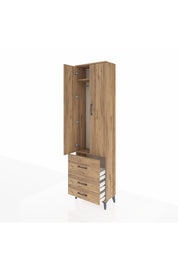 Arges Dolap 2 Raflı 3 Çekmeceli Tek Askılı 60x30x221 Çam-Çam