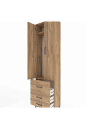 Arges Dolap 2 Raflı 3 Çekmeceli Tek Askılı 60x30x221 Çam-Çam