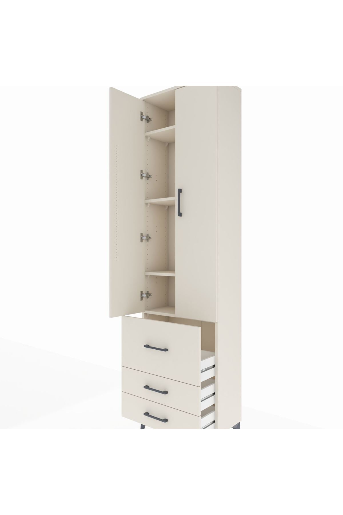 Arges Dolap 4 Raflı 3 Çekmeceli 2 Kapaklı 60x30x221 Aytaşı-Aytaşı