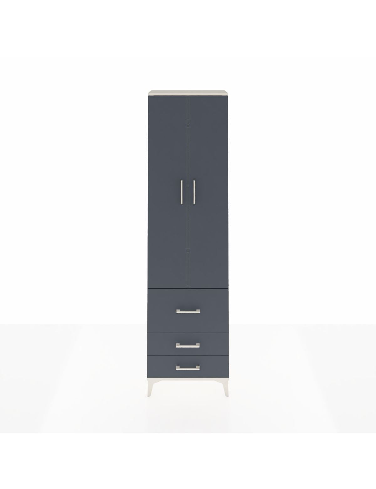 Arges Dolap 4 Raflı 3 Çekmeceli 2 Kapaklı 60x30x221 Aytaşı-Antrasit