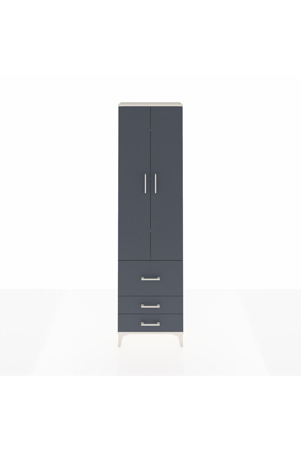 Arges Dolap 4 Raflı 3 Çekmeceli 2 Kapaklı 60x30x221 Aytaşı-Antrasit