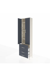 Arges Dolap 4 Raflı 3 Çekmeceli 2 Kapaklı 60x30x221 Aytaşı-Antrasit