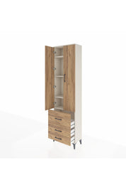 Arges Dolap 4 Raflı 3 Çekmeceli 2 Kapaklı 60x30x221 Aytaşı-Çam
