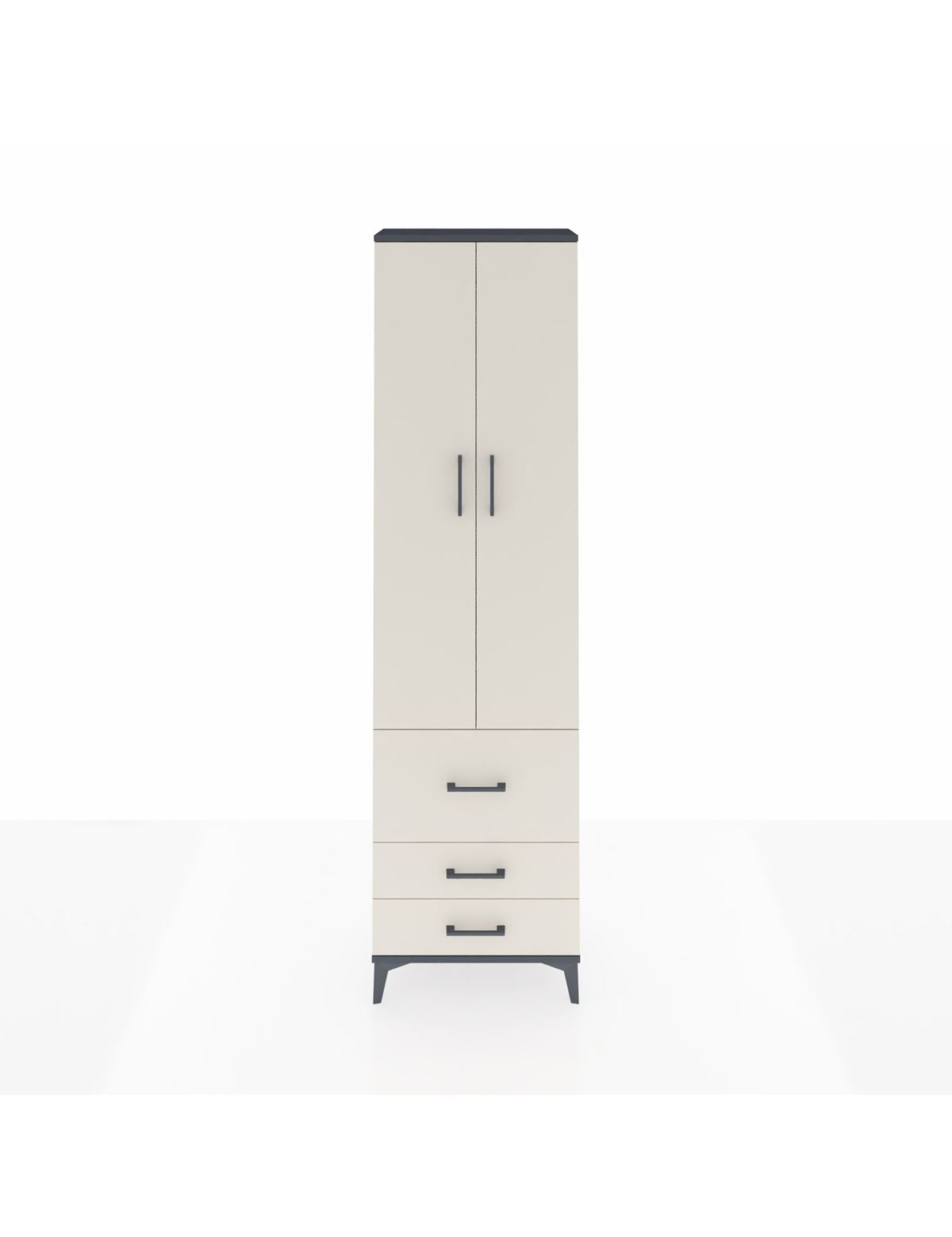 Arges Dolap 4 Raflı 3 Çekmeceli 2 Kapaklı 60x30x221 Antrasit-Aytaşı