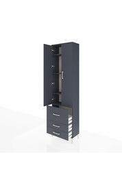 Arges Dolap 4 Raflı 3 Çekmeceli 2 Kapaklı 60x30x221 Antrasit-Antrasit