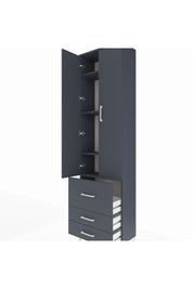 Arges Dolap 4 Raflı 3 Çekmeceli 2 Kapaklı 60x30x221 Antrasit-Antrasit