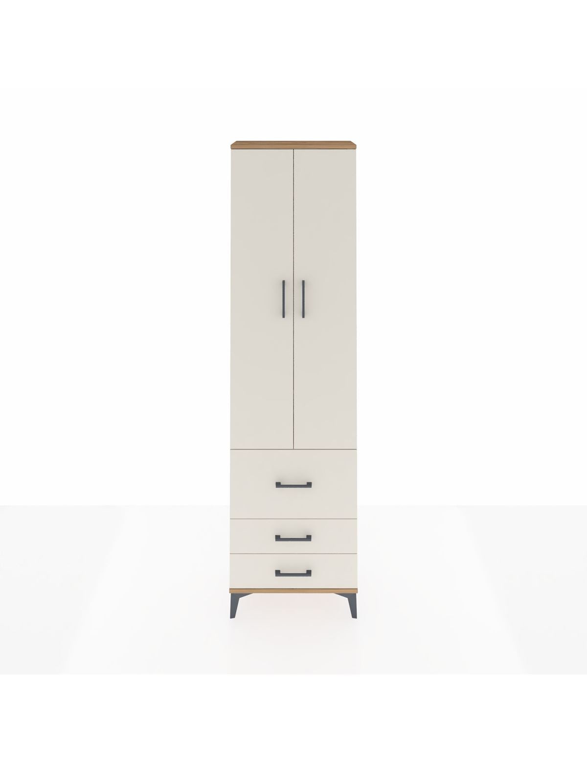 Arges Dolap 4 Raflı 3 Çekmeceli 2 Kapaklı 60x30x221 Çam-Aytaşı