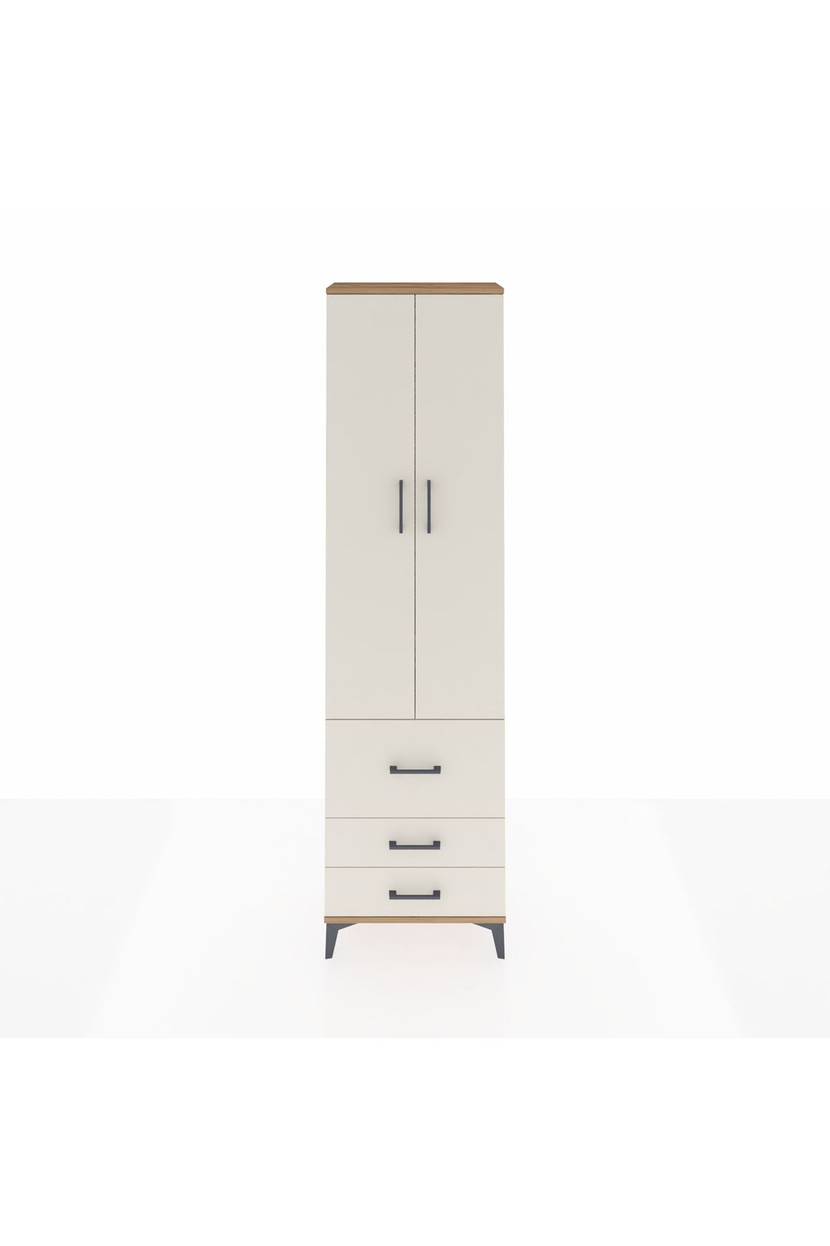 Arges Dolap 4 Raflı 3 Çekmeceli 2 Kapaklı 60x30x221 Çam-Aytaşı