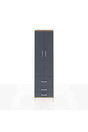 Arges Dolap 4 Raflı 3 Çekmeceli 2 Kapaklı 60x30x221 Çam-Antrasit